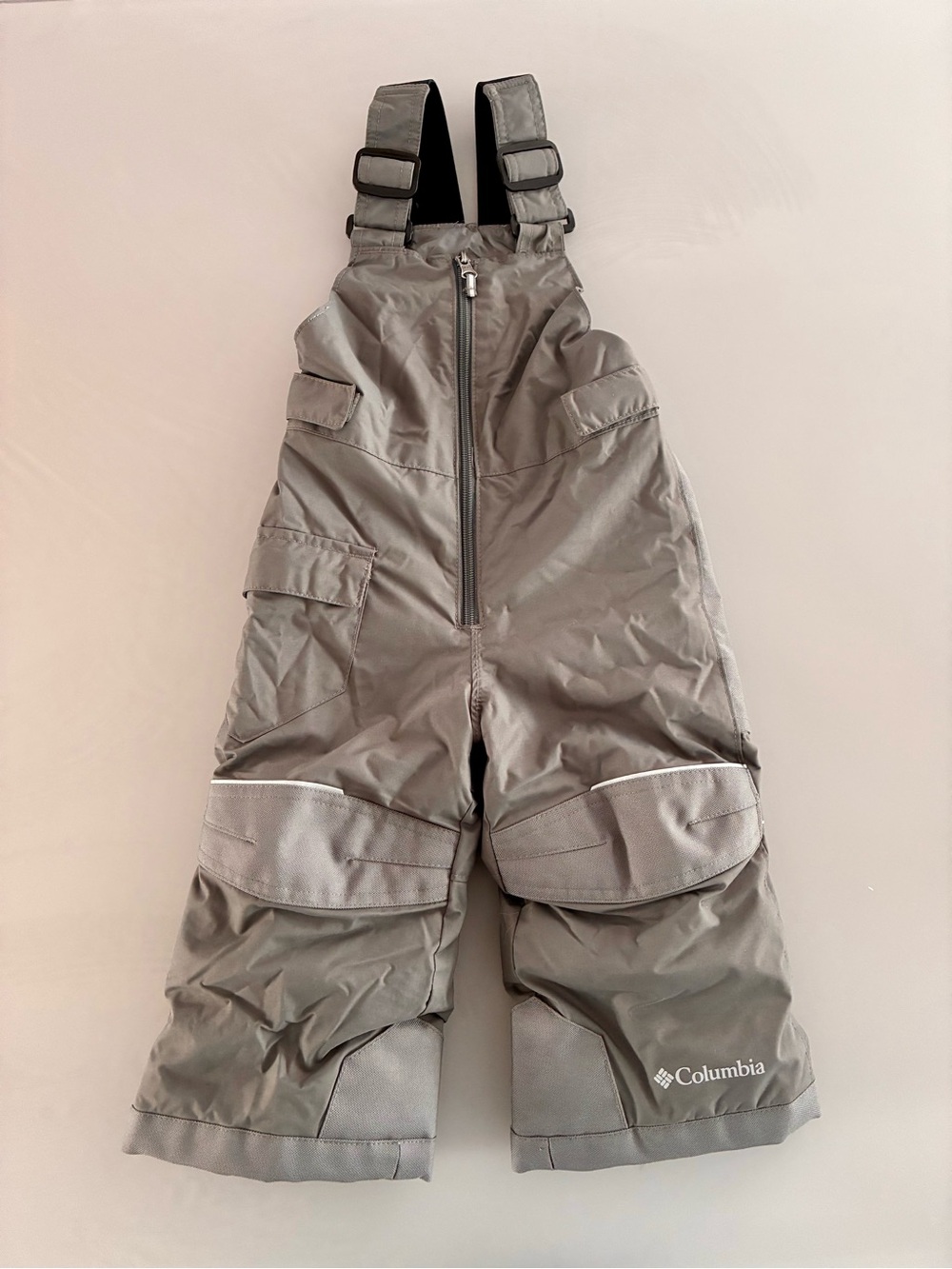 Columbia Gray Kids Snow Bib Overalls with Adjustable Straps
